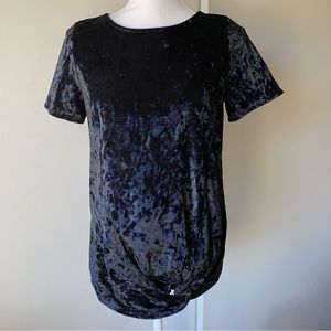 Maternity Top Size Small Ma Cherie Black Crushed Velvet Twist Front Shirt Tunic